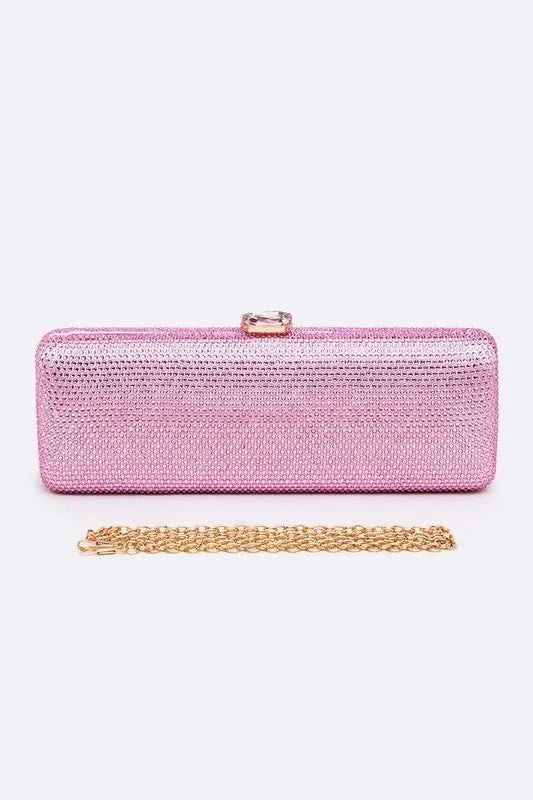 Slim Crystal Pave Box Clutch