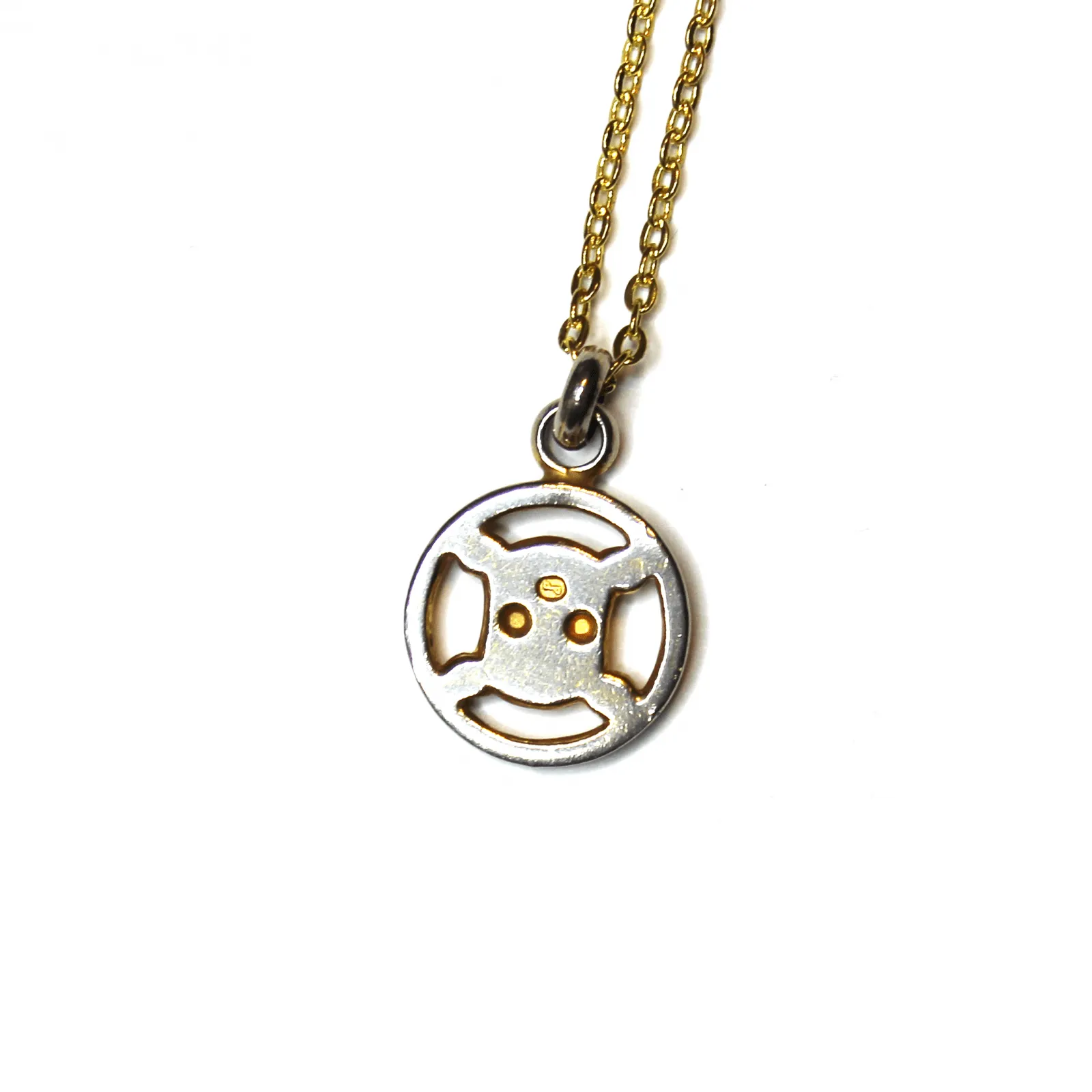 Small Gold/ Silver Celine Circle Two Tone Logo Pendent Chain