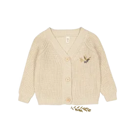 The Chunky Knit Cardigan - Olive Cream