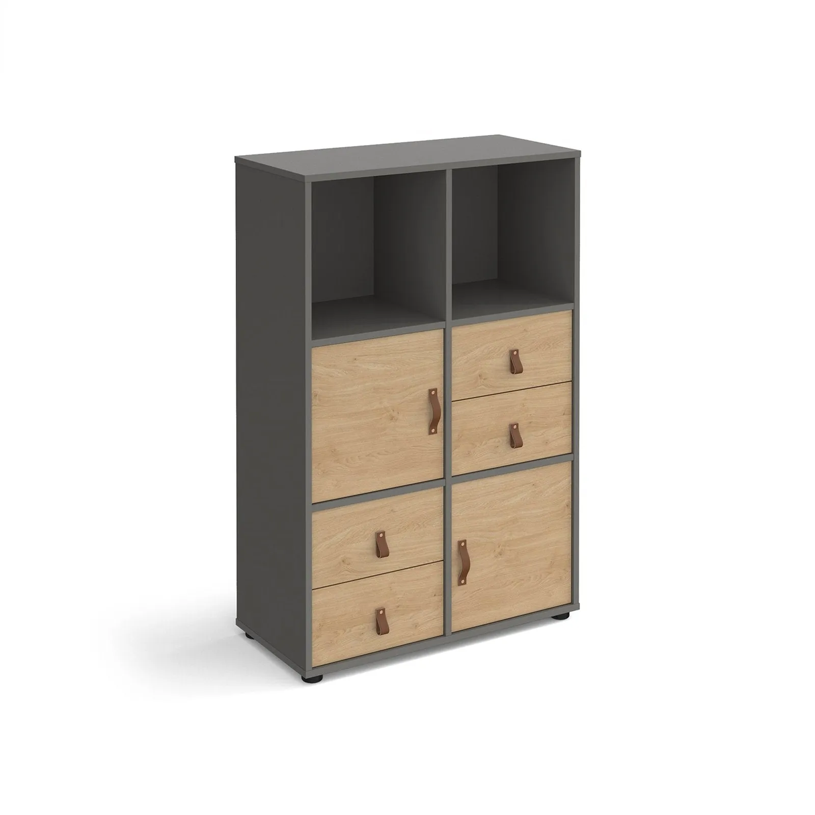 Universal cube storage unit 1295mm high on glides with 2 cupboards and 2 sets of drawers