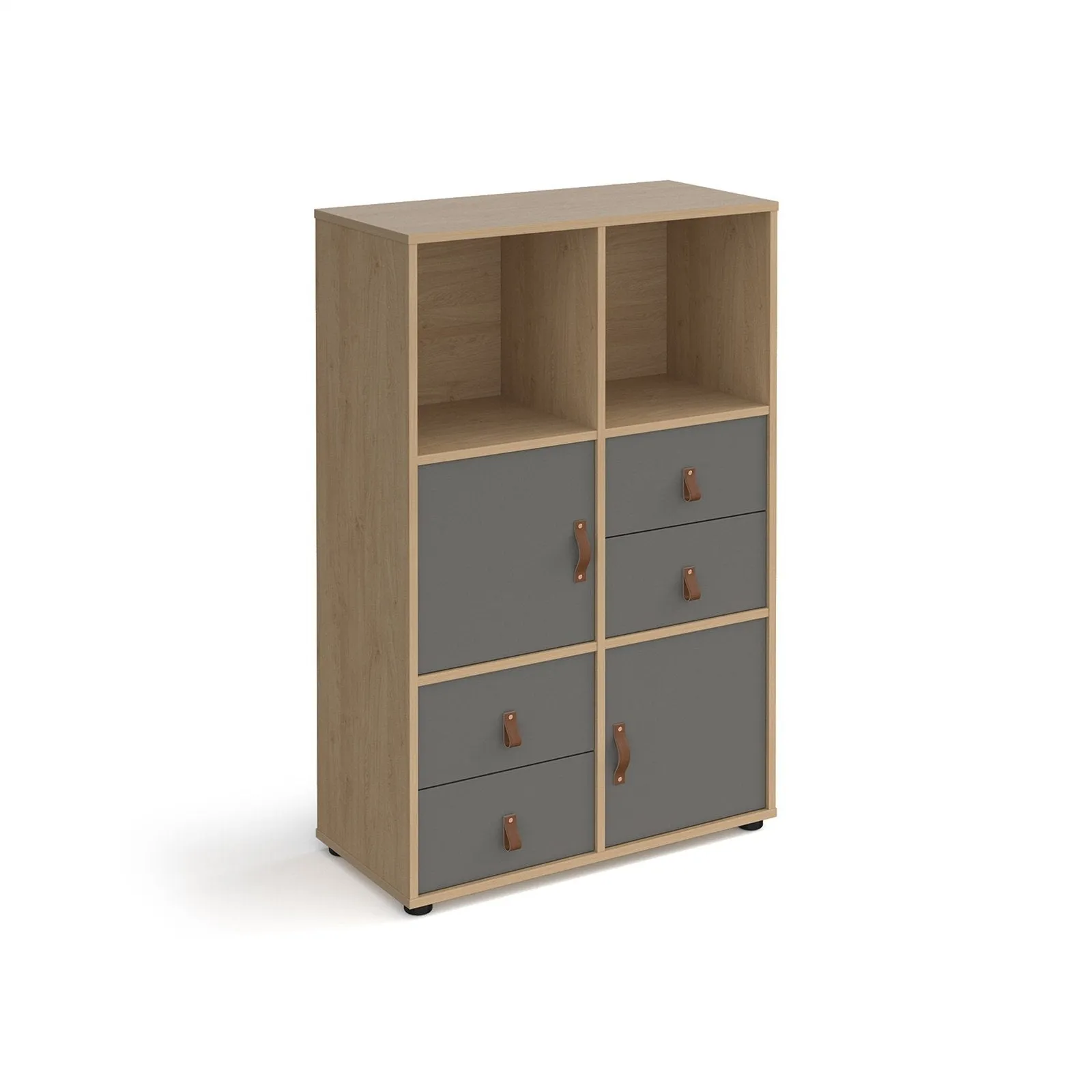 Universal cube storage unit 1295mm high on glides with 2 cupboards and 2 sets of drawers