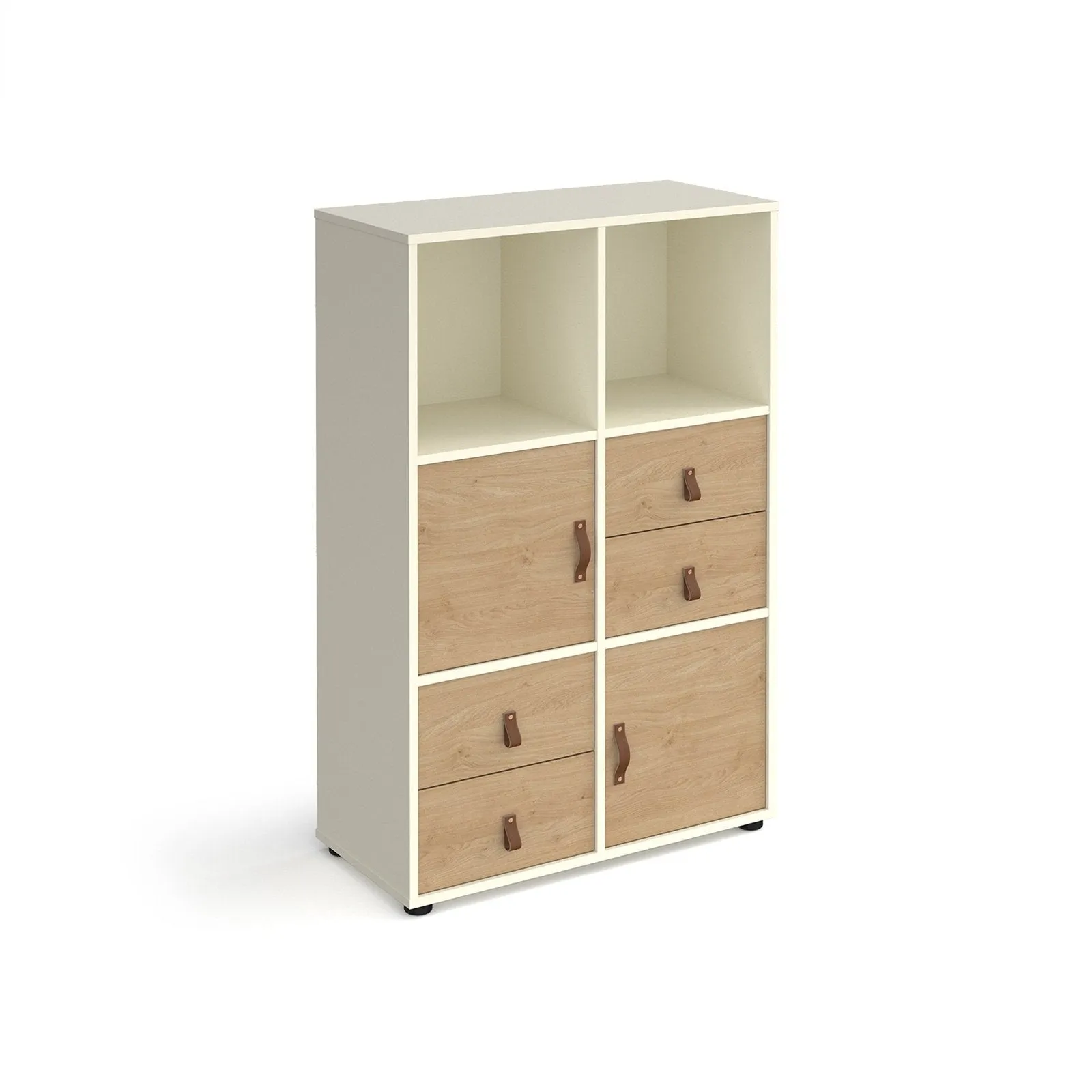 Universal cube storage unit 1295mm high on glides with 2 cupboards and 2 sets of drawers