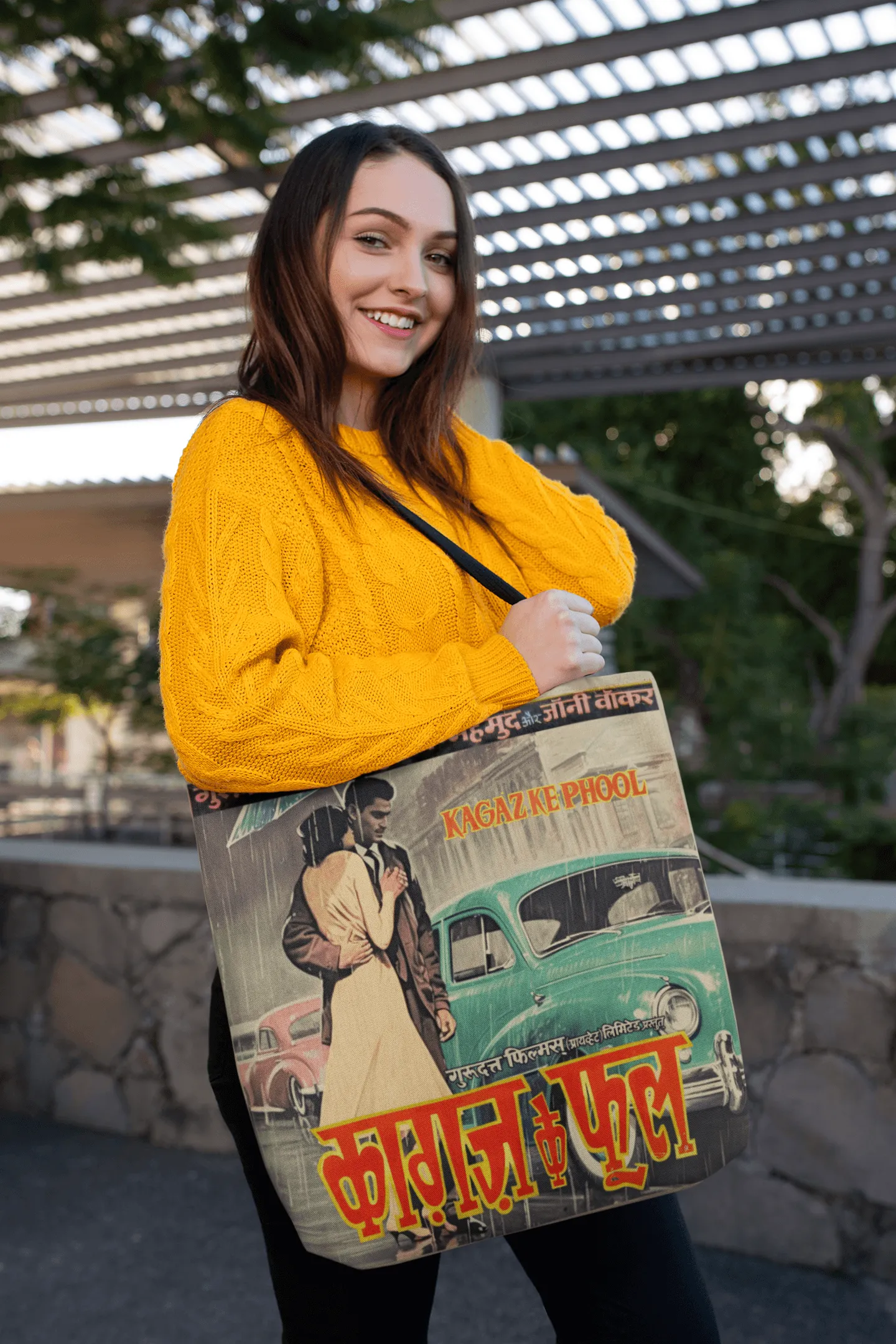 Vintage Bollywood Movie Poster Tote Bag - Kagaz ke phool