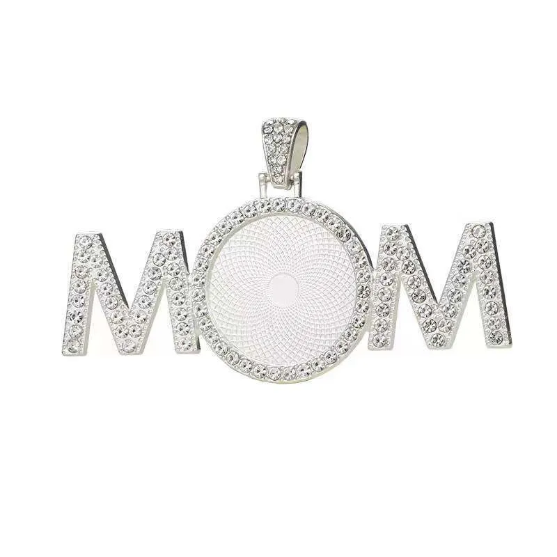 Wholesale 50pcs Alloy Sublimation Jewelry Blanks Diy Movable Head Diamond Necklace Pendant