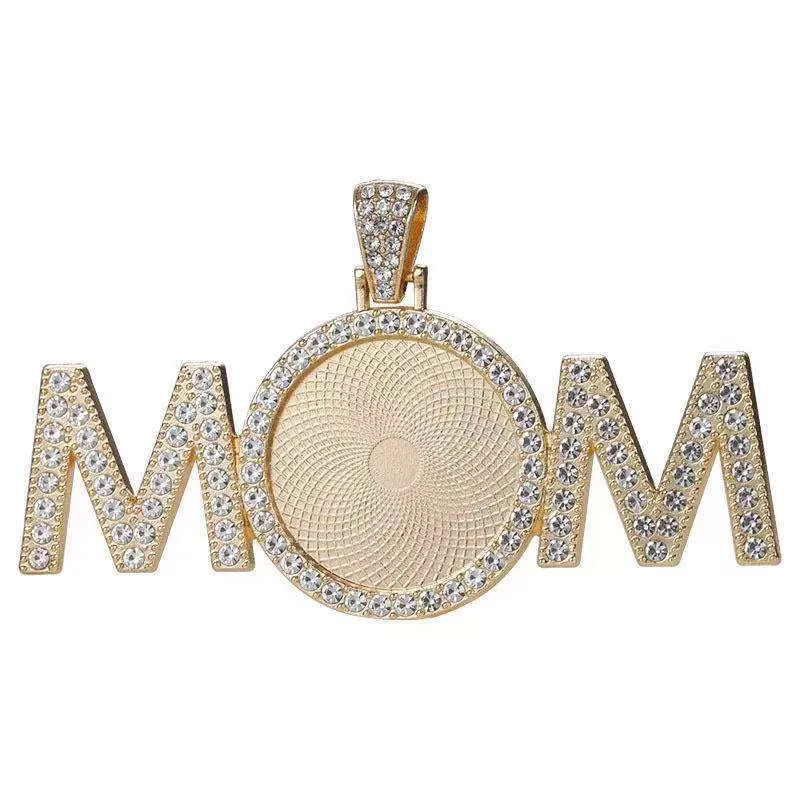 Wholesale 50pcs Alloy Sublimation Jewelry Blanks Diy Movable Head Diamond Necklace Pendant