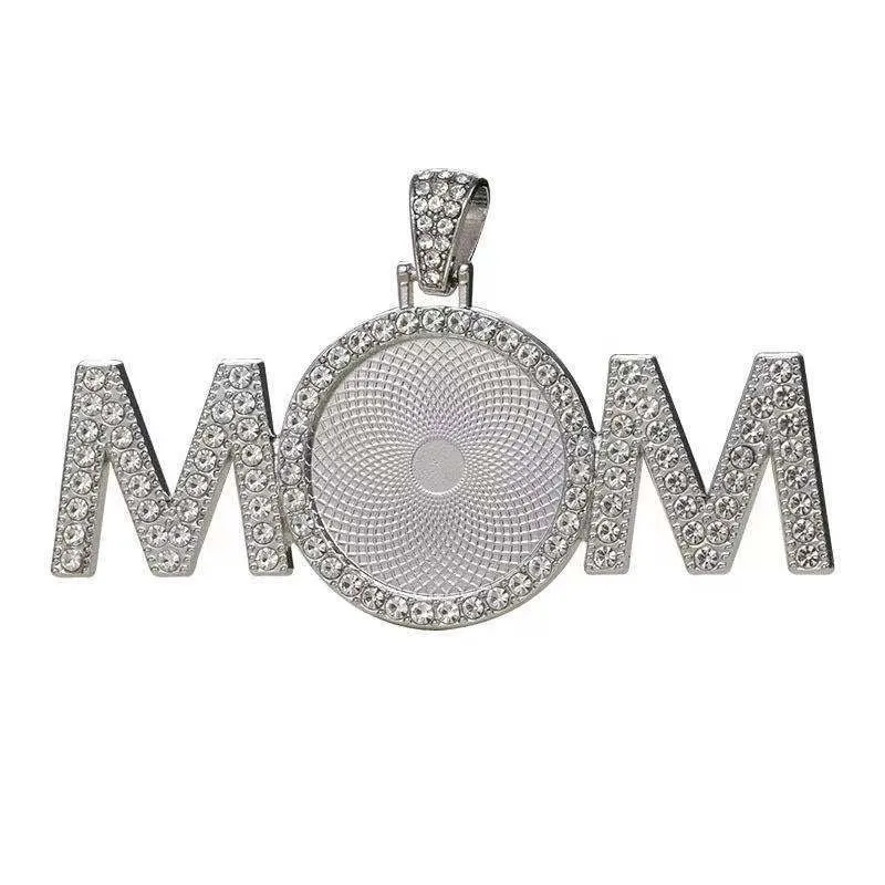 Wholesale 50pcs Alloy Sublimation Jewelry Blanks Diy Movable Head Diamond Necklace Pendant