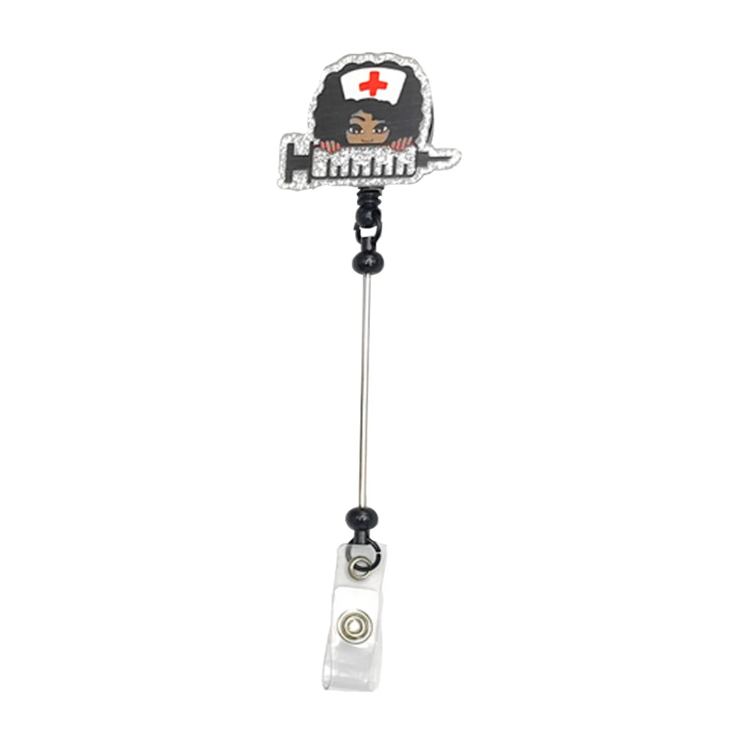 Wholesale Badge Reels  DIY Beadable Bar Velcro Retractable Keychain