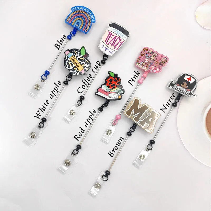 Wholesale Badge Reels  DIY Beadable Bar Velcro Retractable Keychain