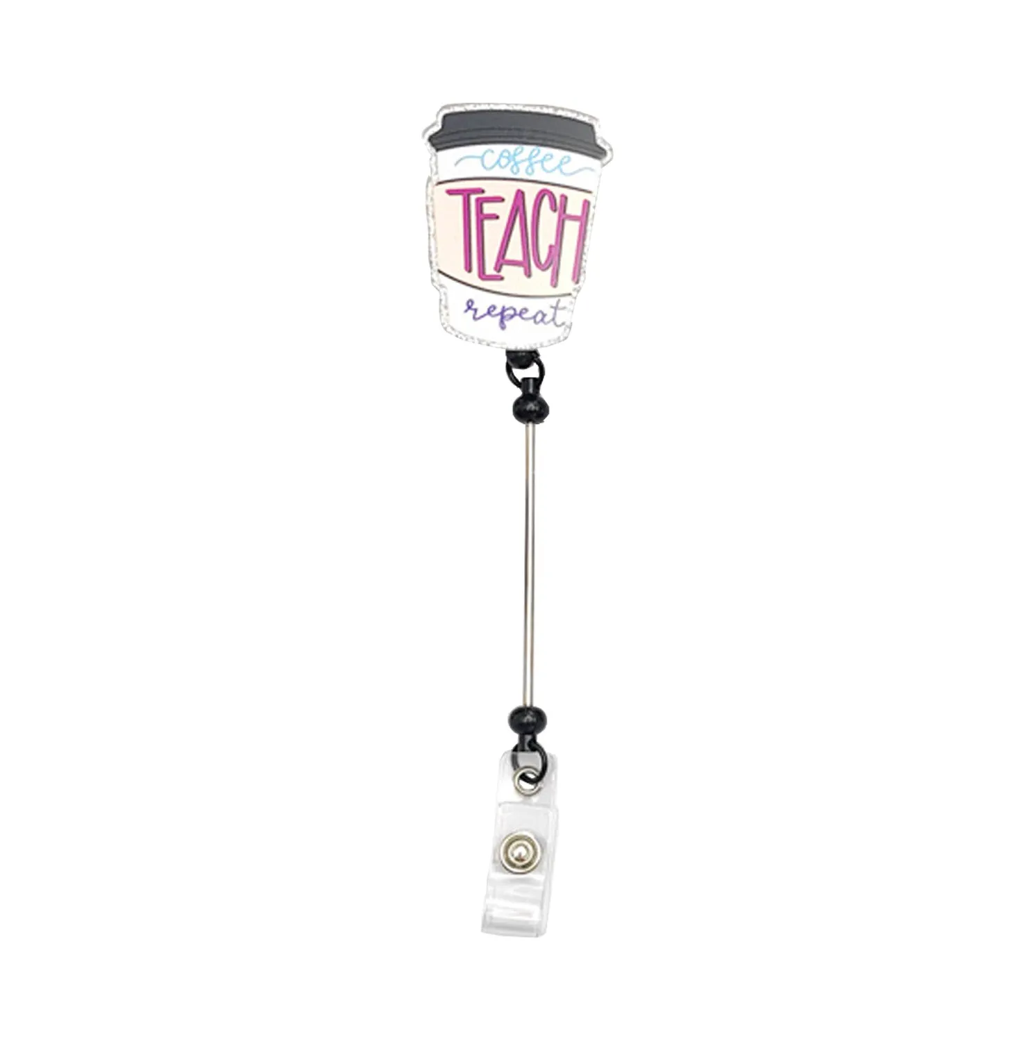 Wholesale Badge Reels  DIY Beadable Bar Velcro Retractable Keychain