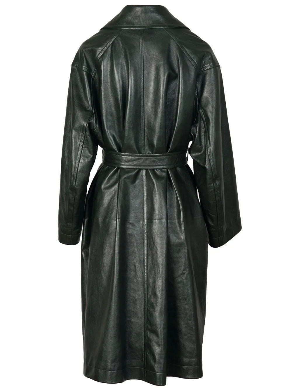 Wide leather coat