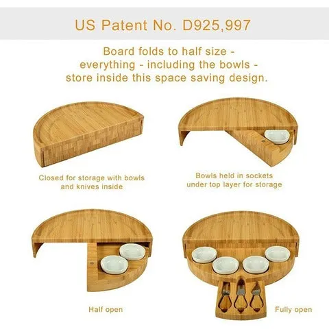 Wooden Bamboo Cheese & Charcuterie Board Set