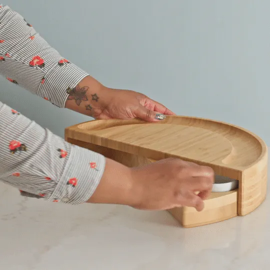 Wooden Bamboo Cheese & Charcuterie Board Set