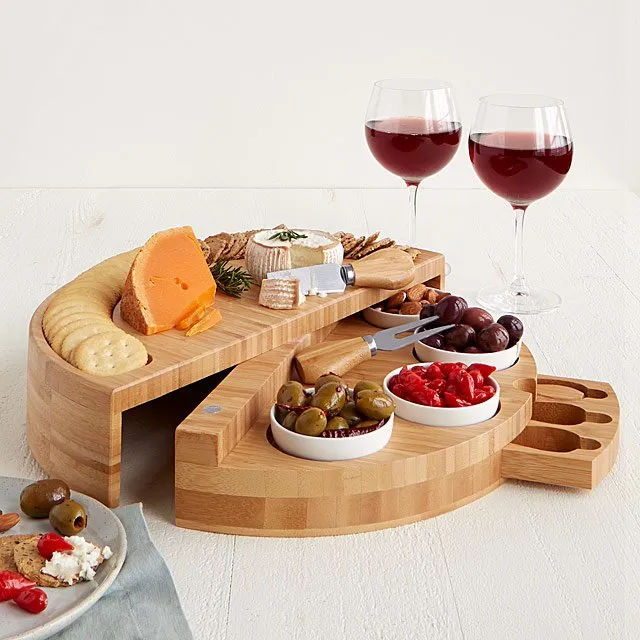 Wooden Bamboo Cheese & Charcuterie Board Set