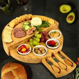 Wooden Bamboo Cheese & Charcuterie Board Set