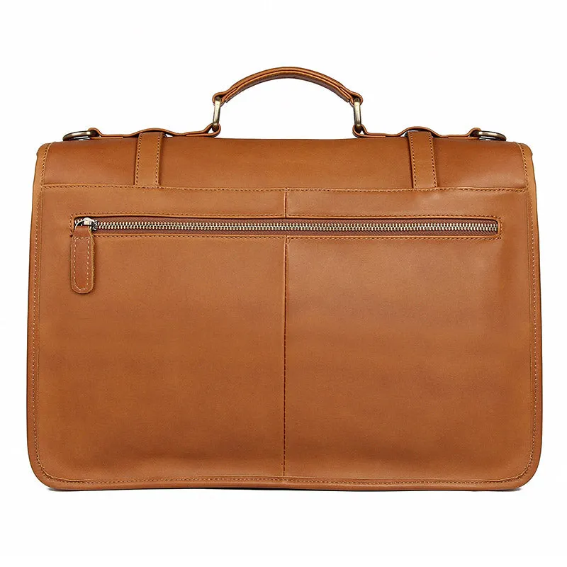 YAAGLE Exquisite Crazy Horse Leather Briefcase 14 Inch Laptop Business Handbag YG7397