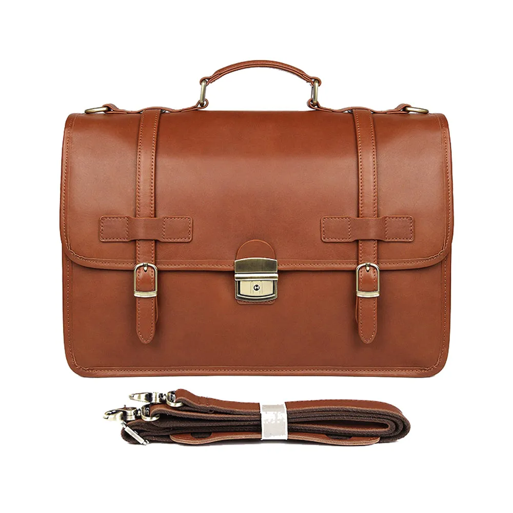 YAAGLE Exquisite Crazy Horse Leather Briefcase 14 Inch Laptop Business Handbag YG7397