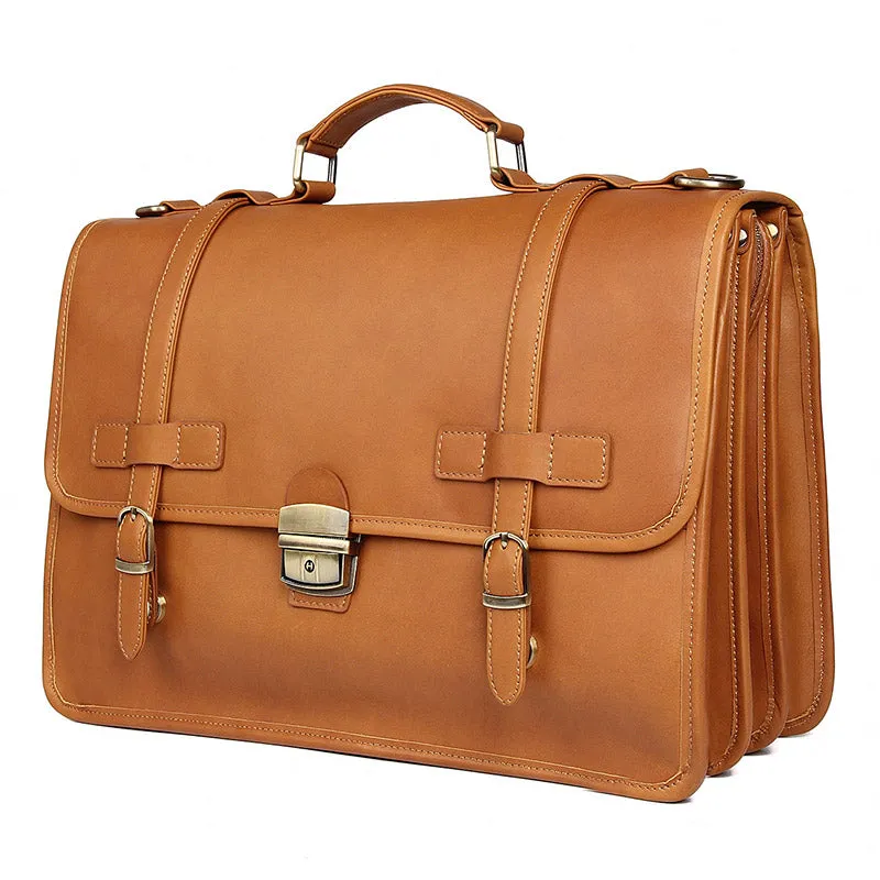 YAAGLE Exquisite Crazy Horse Leather Briefcase 14 Inch Laptop Business Handbag YG7397