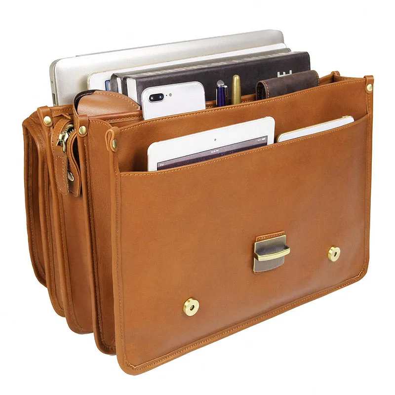 YAAGLE Exquisite Crazy Horse Leather Briefcase 14 Inch Laptop Business Handbag YG7397