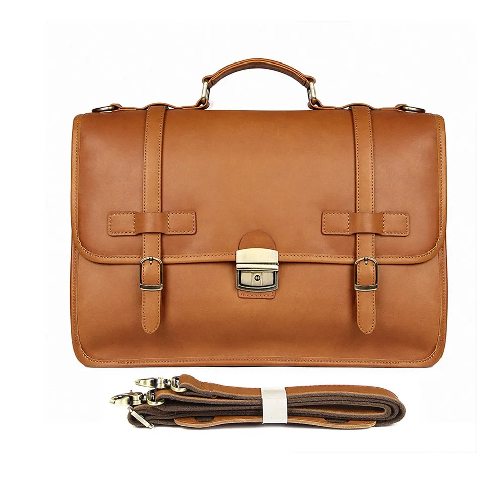 YAAGLE Exquisite Crazy Horse Leather Briefcase 14 Inch Laptop Business Handbag YG7397