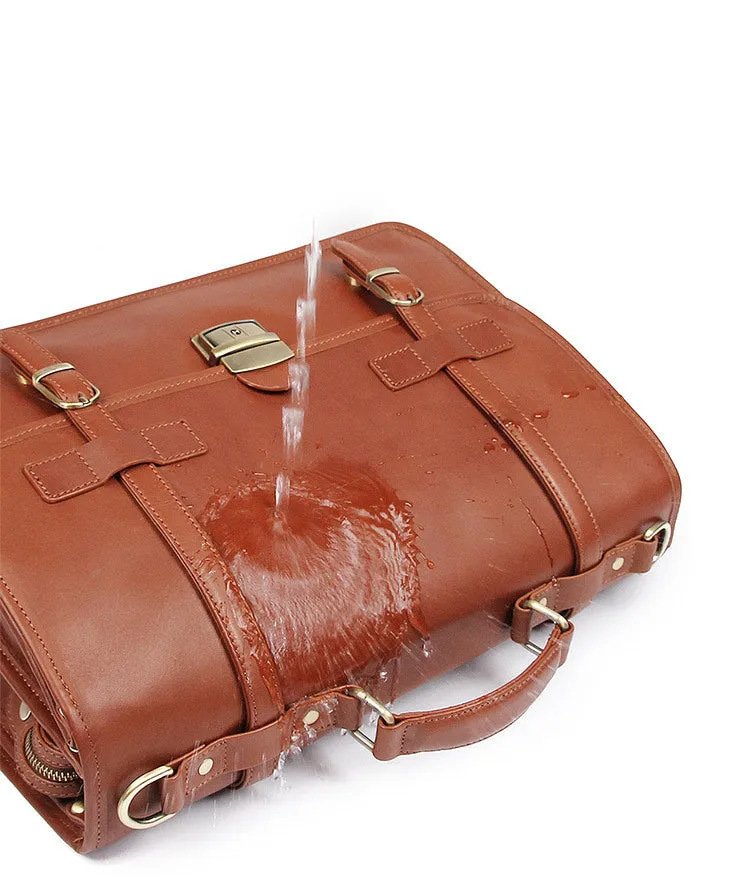 YAAGLE Exquisite Crazy Horse Leather Briefcase 14 Inch Laptop Business Handbag YG7397