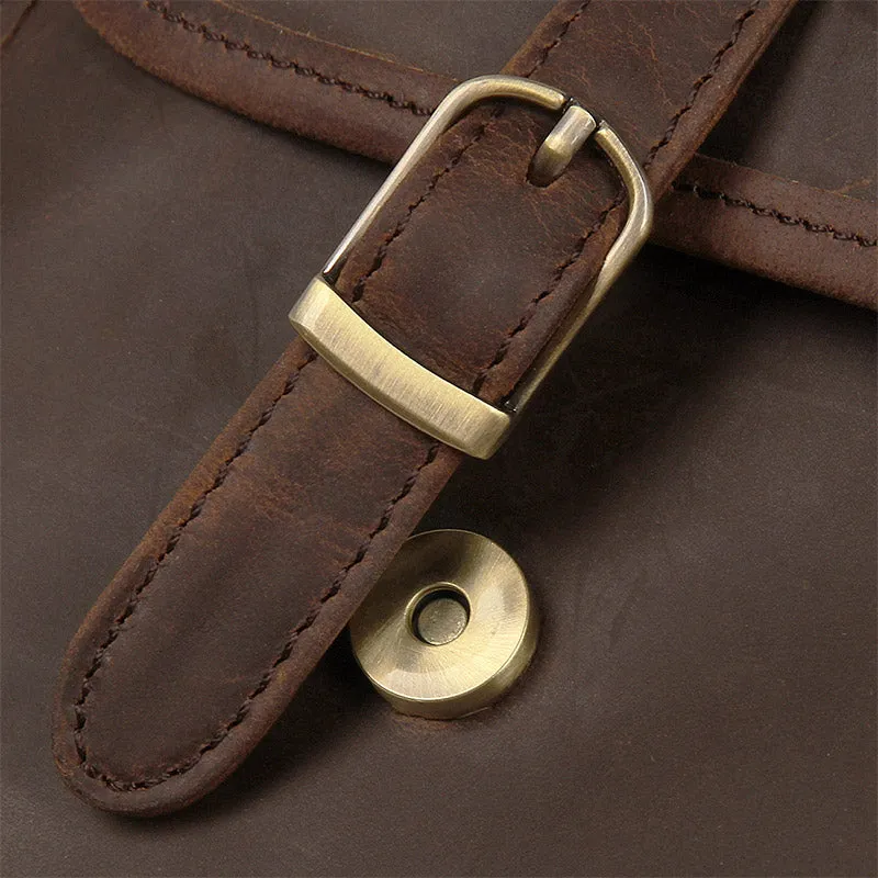 YAAGLE Exquisite Crazy Horse Leather Briefcase 14 Inch Laptop Business Handbag YG7397