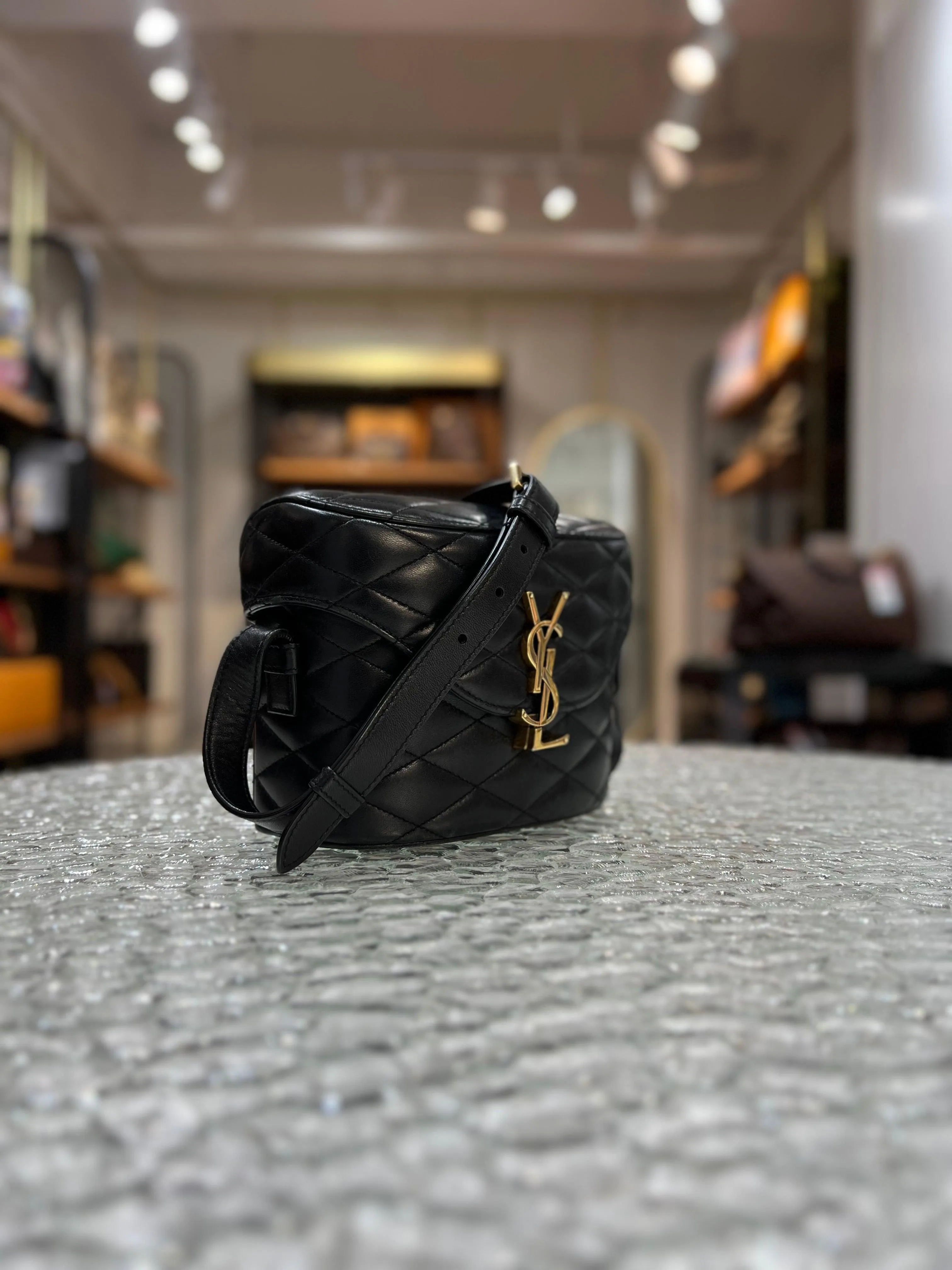 YVES SAINT LAURENT (YSL) Paris Black Leather June Women's Crossbody Sling Bag