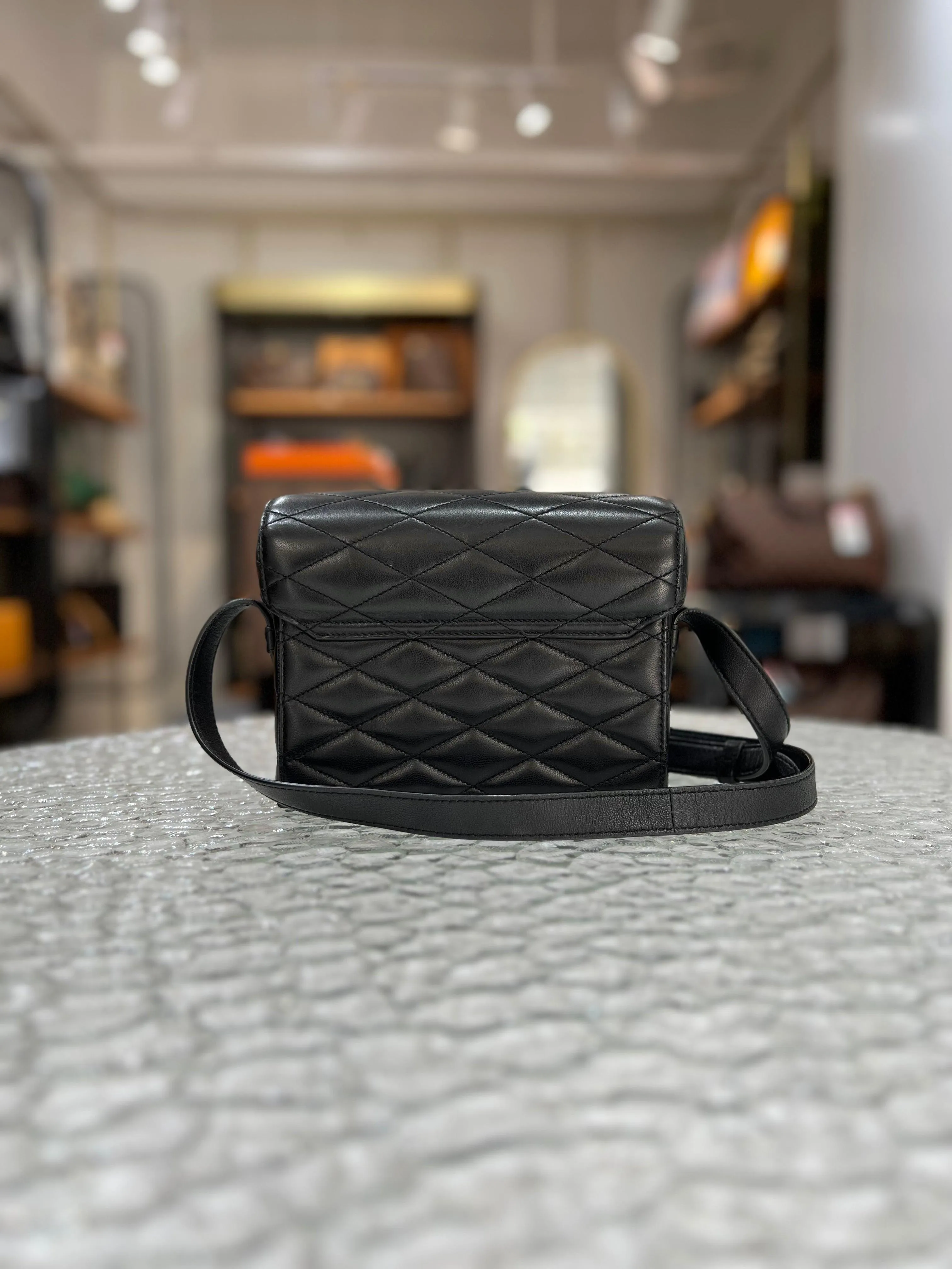 YVES SAINT LAURENT (YSL) Paris Black Leather June Women's Crossbody Sling Bag