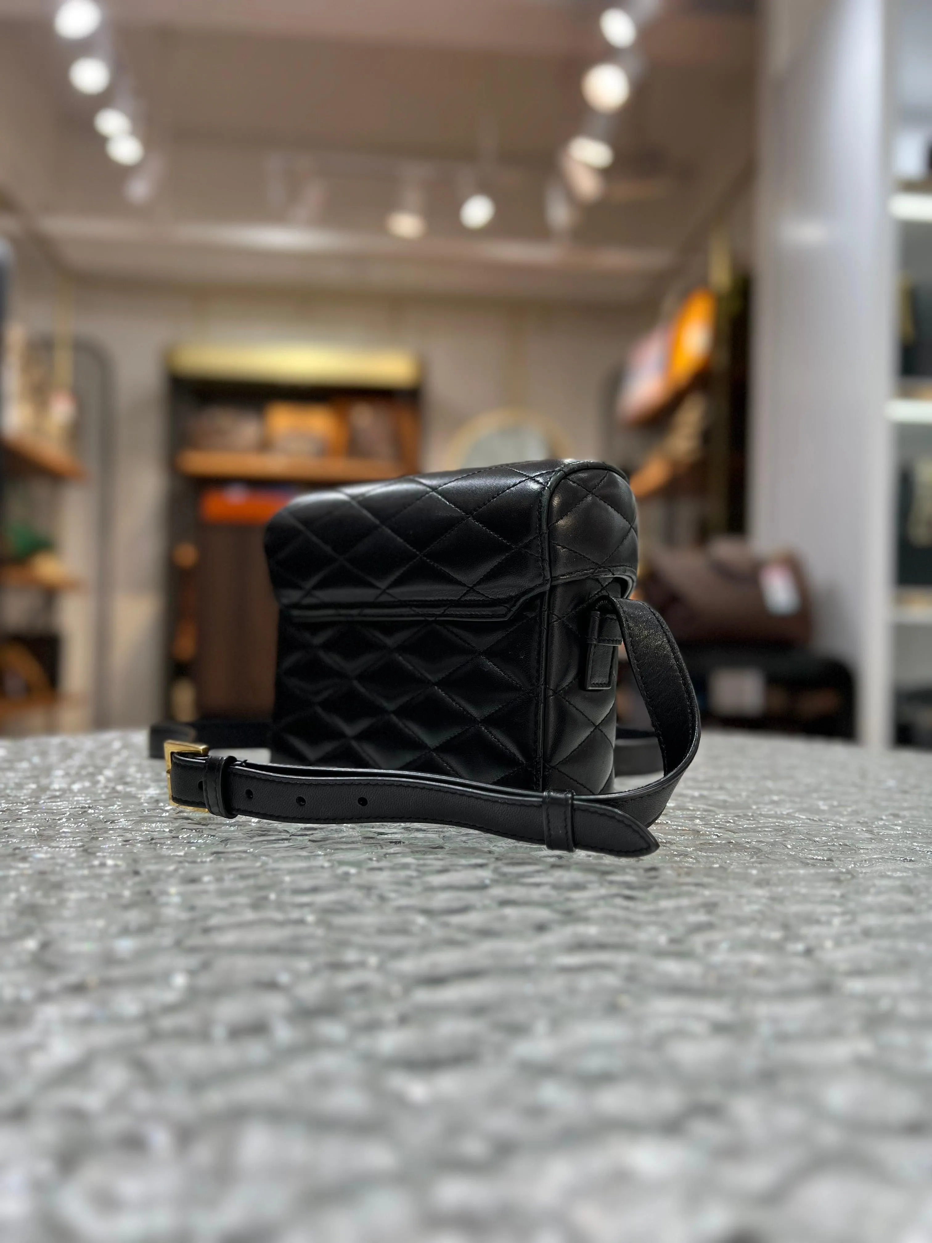 YVES SAINT LAURENT (YSL) Paris Black Leather June Women's Crossbody Sling Bag