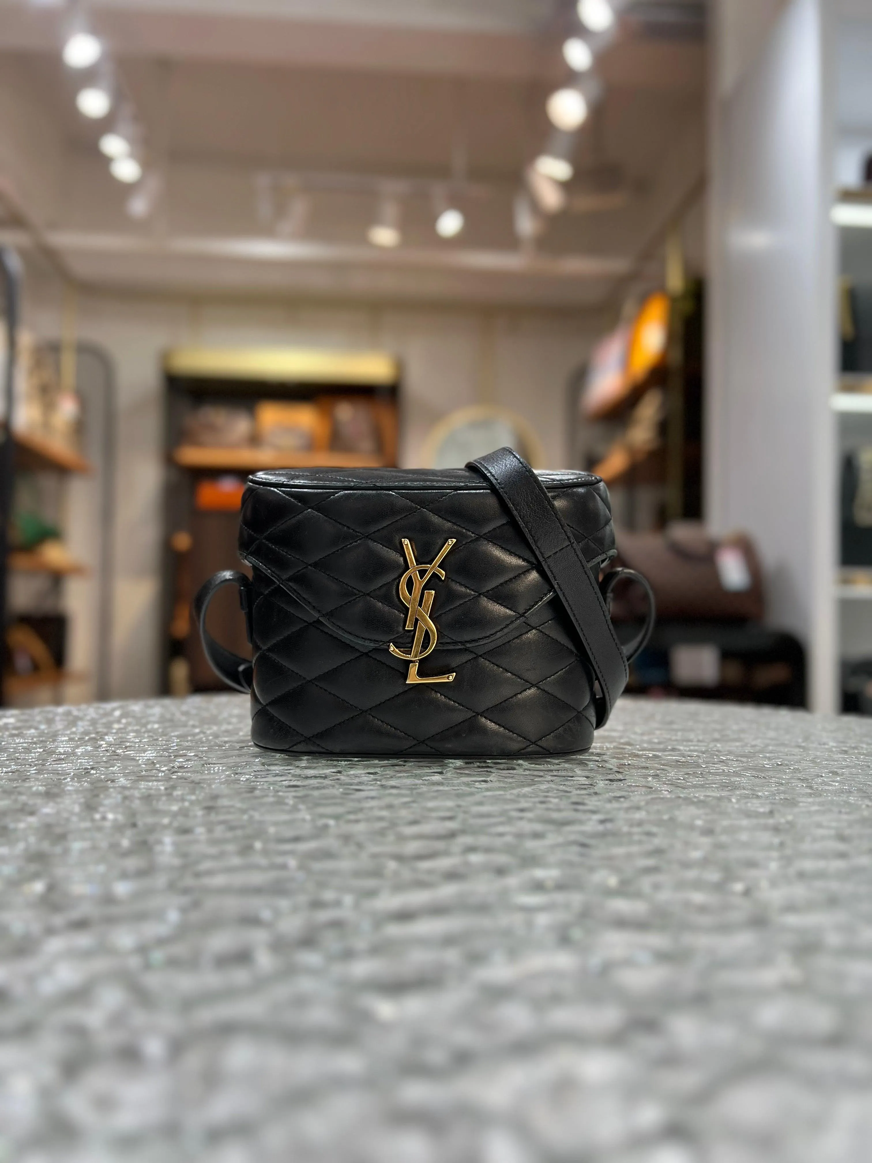 YVES SAINT LAURENT (YSL) Paris Black Leather June Women's Crossbody Sling Bag